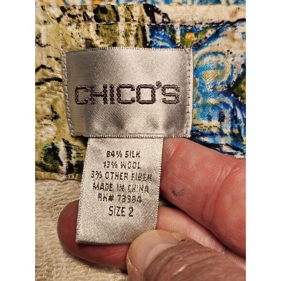 Chicos  Cardigan Silk Blend Open Front Multicolor Jacket Sz 2 - Picture 8 of 10
